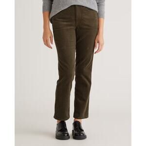 Quince Organic Stretch Corduroy Straight Leg Pants in Seaweed Green Size 4
